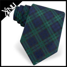 Green Checker Woven Silk Tie